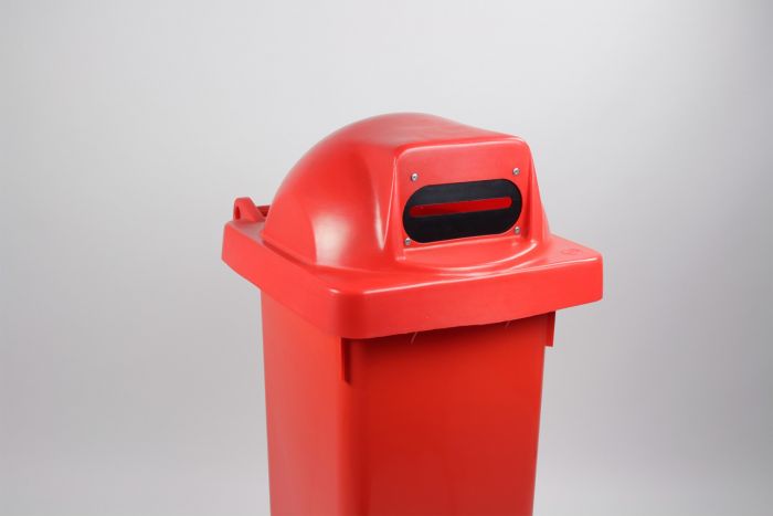 2-Rad Mülltonne MGB 120L Rot, Runddeckel mit Einwurfschlitz
