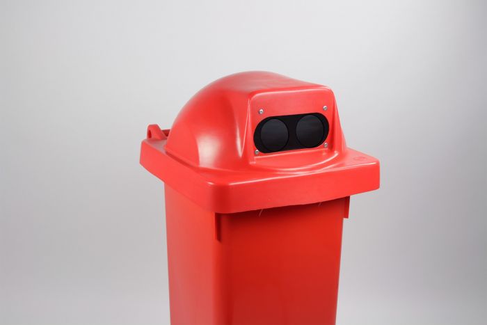 2-Rad Mülltonne MGB 240L Rot, Runddeckel mit 2 Einwurföffnungen