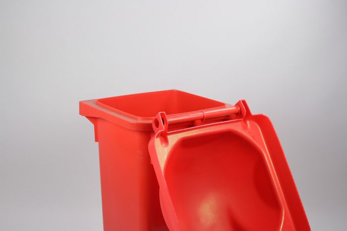 2-Rad Mülltonne MGB 240L Rot, Runddeckel mit 2 Einwurföffnungen