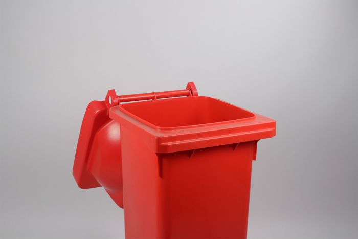 2-Rad Mülltonne MGB 240L Rot, Runddeckel mit 2 Einwurföffnungen