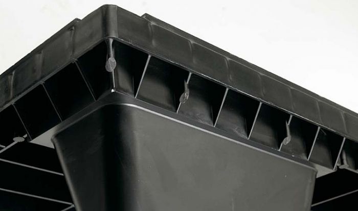 Nestbare Palette PE-R 1200x800x153 mm, 9 Füße, geschlossen, schwarz