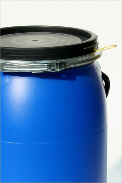 UN Kunststofffass mit Deckel, blau, ø320 x H = 530 mm 30 Liter