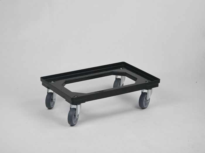 Transportroller 600x400x160 mm, auf 4 Lenkrollen, schwarz