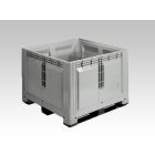 Kunststoff Palettenbox auf 3 Kufen, 120x120x87cm, 900 Liter, grau