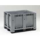 Kunststoff Palettenbox auf 3 Kufen, 120x100x78cm, 610 Liter, grau