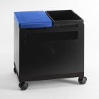 Büromodul für Papier und Restabfall 40x30x35cm auf Rollen,schwarz/blau