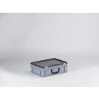 E-Line Kunststoffkoffer, 40x30x13,5cm, mit 1 Griff, stapelbar, grau