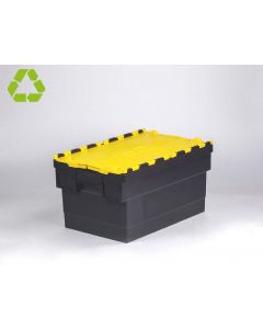 Euronorm Distributionsbehälter Deckelkiste 600x400x320 mm, 55 Liter, schwarz-gelb