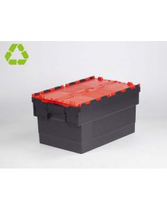 Euronorm Distributionsbehälter Deckelkiste 600x400x320 mm, 55 Liter, schwarz-rot