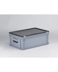 E-Line Kunststoffkoffer, 60x40x23,5cm, mit 2 Griffe, stapelbar, grau